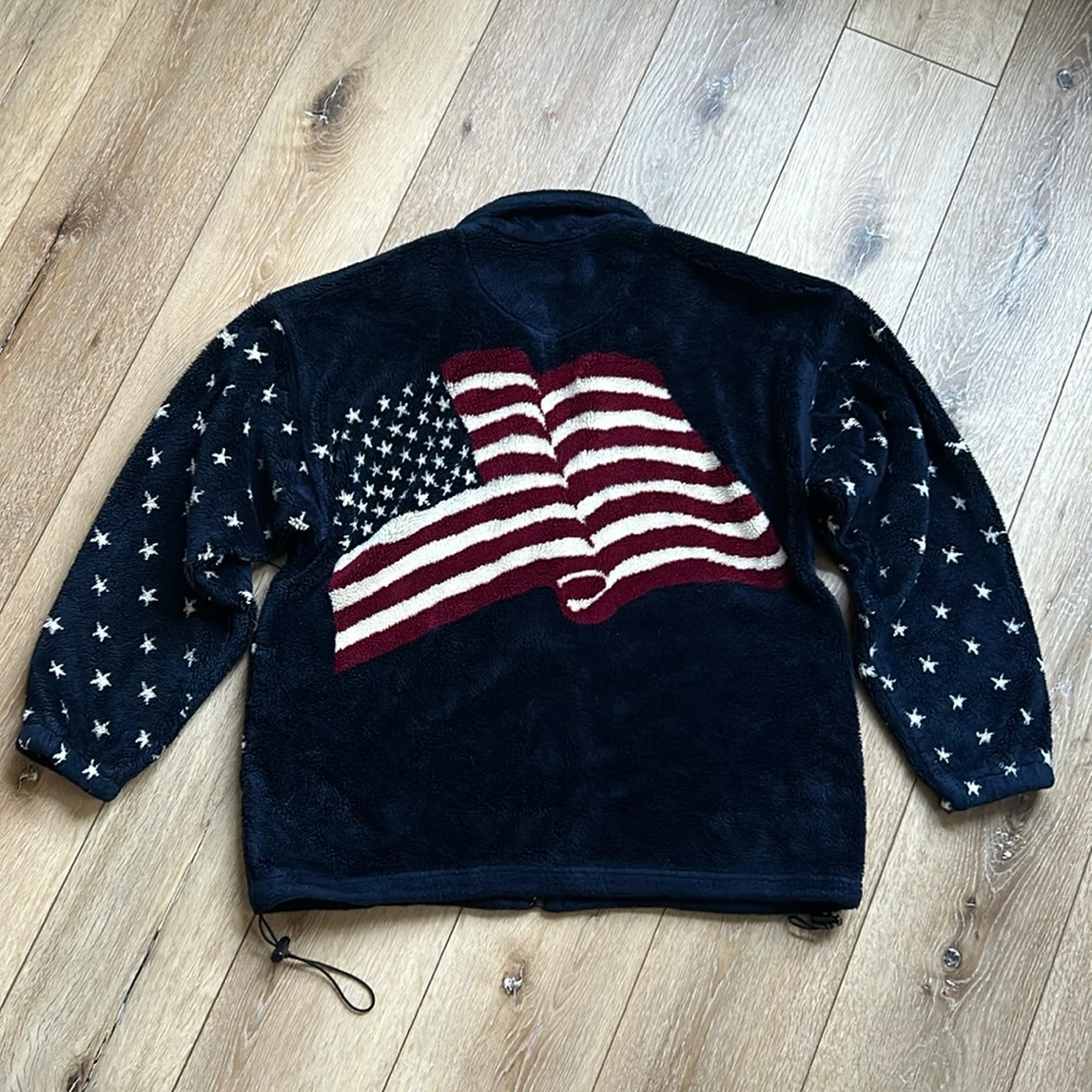 Vintage Bear Ridge Outfitters Fleece Jacket Zip Up Sz Large Patriotic US…